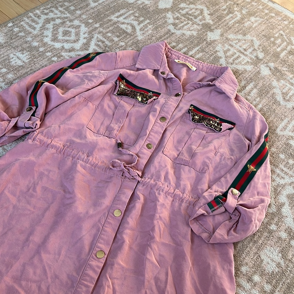 Pink Sequin Detailed Bee Dress Size Large - Picture 3 of 9